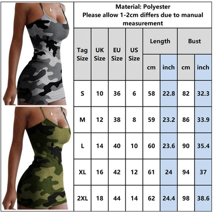 Vestito Sexy Mimetico - Mini Dress Estate Senza Maniche Donna