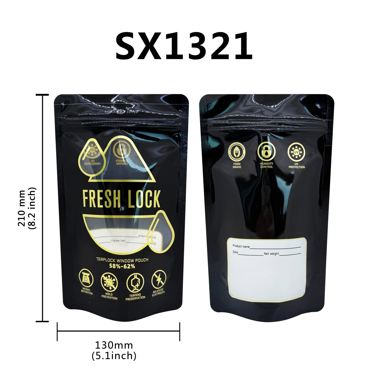 Sacchetti Terp-Control Mylar | Sigillabili a Caldo | 1/8Oz - 2Lb | 58-62% RH