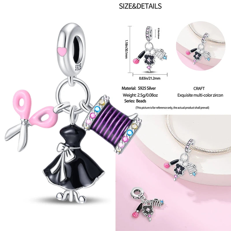Perline e Ciondoli in Argento 925 Sterling con Zirconi - Per Bracciali Fai da Te e Gioielli