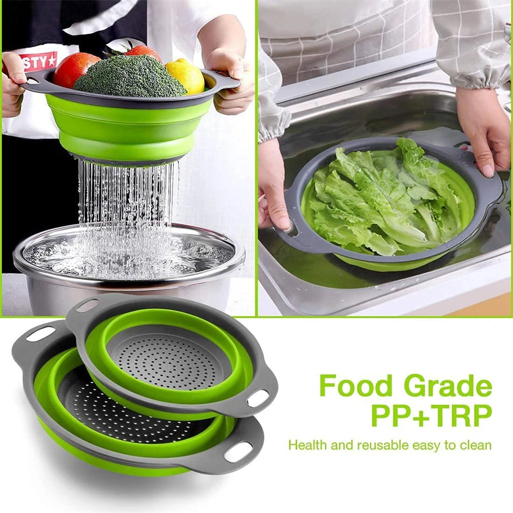 2 Colini Pieghevoli in Silicone - Scolapiatti & Frutta - Cucina Pratica