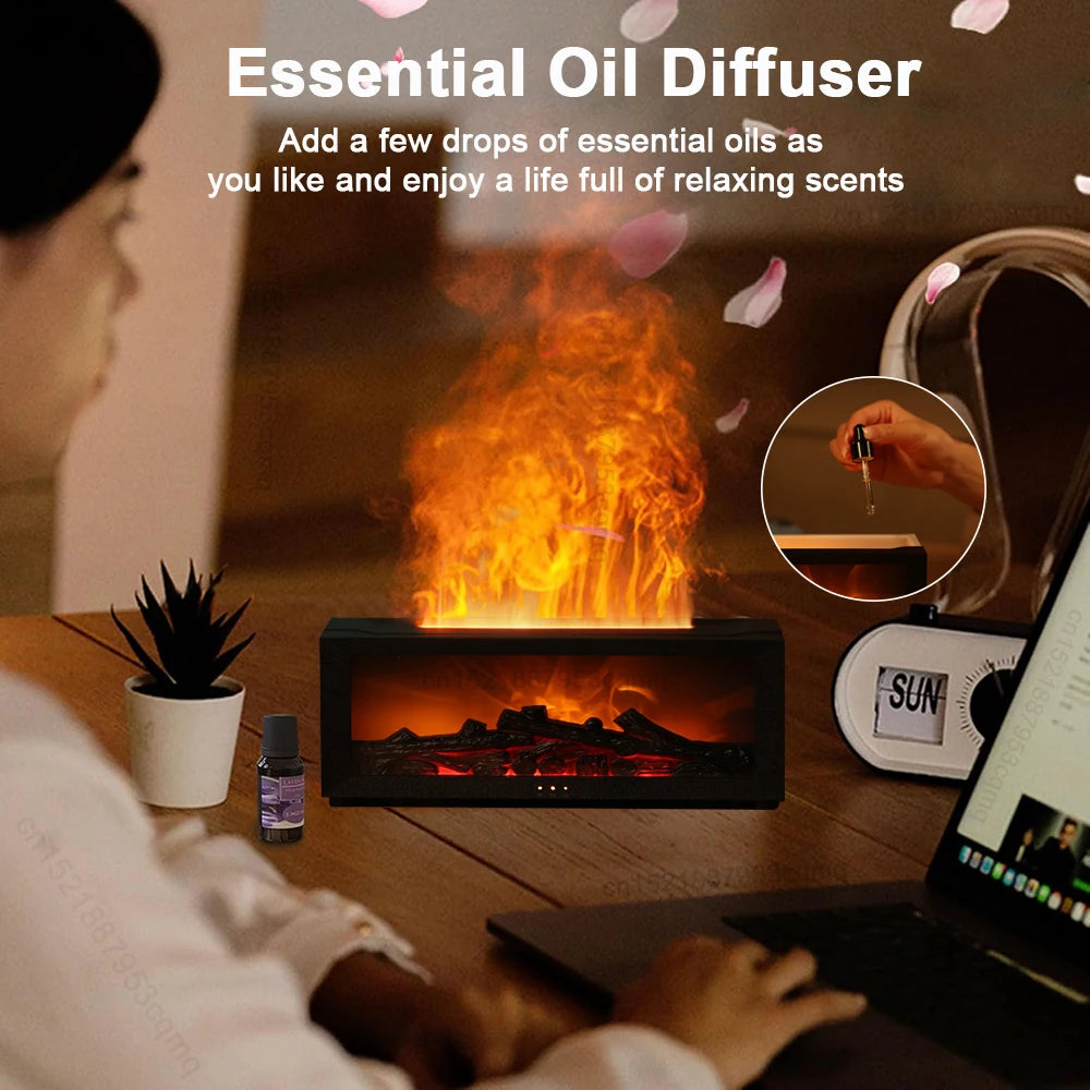 Diffusore Aroma con Fiamma Effetto Realistico! Controllo Remoto,Luci LED e Umidificatore - Crea la Tua Atmosfera Magica!
