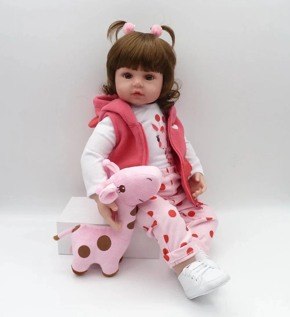 Bambola Reborn Corpo Morbidissimo Con Peluche Giraffa