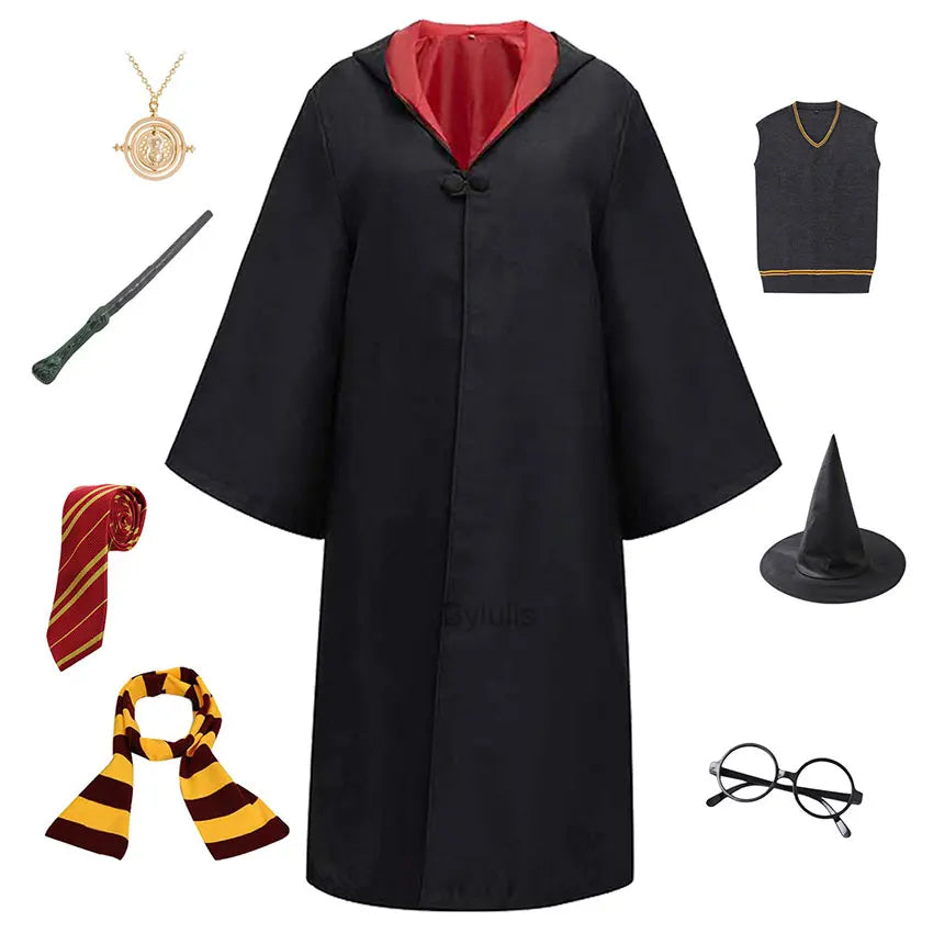 🧙‍♀️ Costume da Mago per Donne e Ragazze - Mantello e Toga Stile Scuola di Magia, Per Halloween e Cosplay!