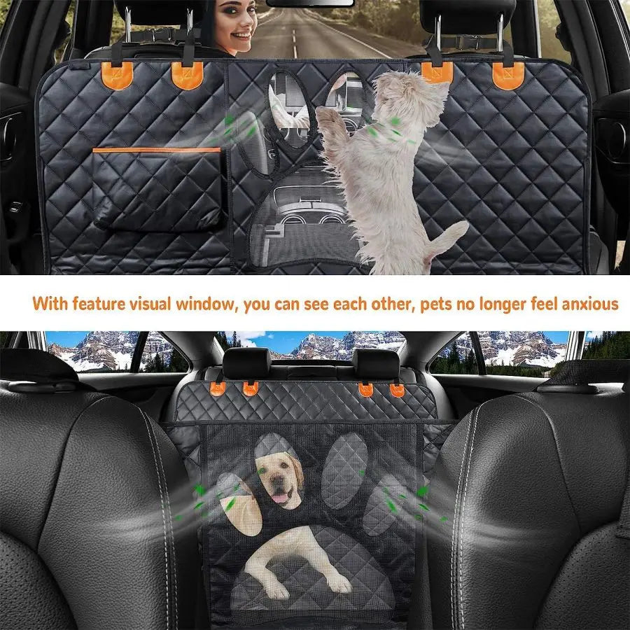 Coprisedile Auto per Cani Impermeabile - Amaca Posteriore con Rete e Cerniera 🐶🚗