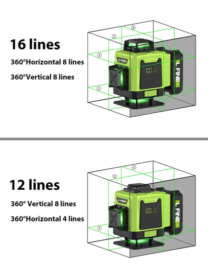 Livello Laser Professionale 16 Linee - 360° Autolivellante + Telecomando