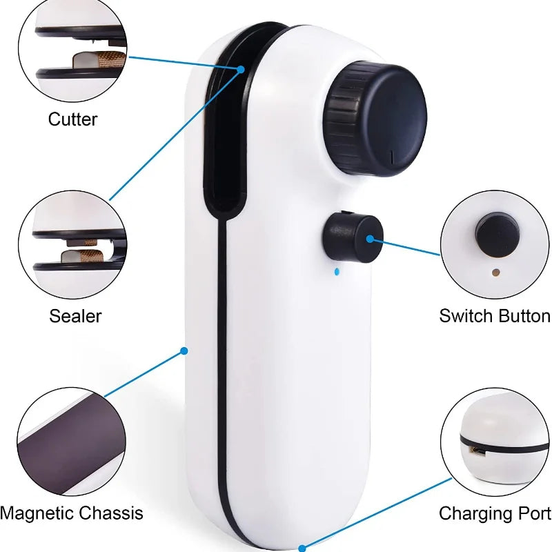 🔌 Termosigillatore Ricaricabile USB 2-in-1 – Sigilla Sottovuoto Snack, Cibi e Sacchetti di Plastica | Portatile, Compatto e Senza Cavo!