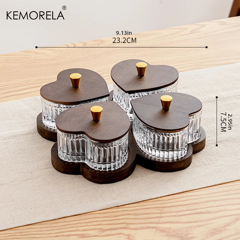 ELEGANTE CIOTOLA A FORMA DI CUORE IN VETRO E LEGNO