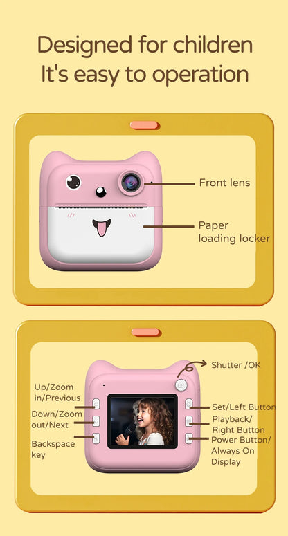 Stampante Instantanea per Bambini con Fotocamera - Gioco Educativo Rosa/Blu