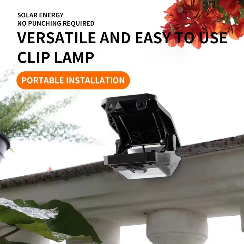 Luce Solare di Sicurezza con Sensore di Movimento | Clip Super Luminosa, IP65 Impermeabile | Lampada da Esterno per Giardino, Campeggio, Recinzione