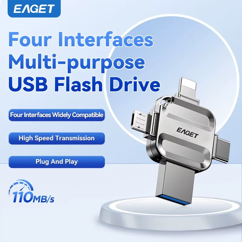📲 Eaget PenDrive 4-in-1 USB 3.0 - Per iPhone, Android, PC, Type-C, Lightning!
Trasferisci file in un click tra tutti i dispositivi! Velocità USB 3.0 e design compatto. 🚀