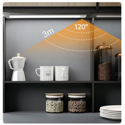 Luce Armadio a Sensore di Movimento Ricaricabile | LED Adesiva Autonoma 10-50cm | per Interni Cucina Guardaroba