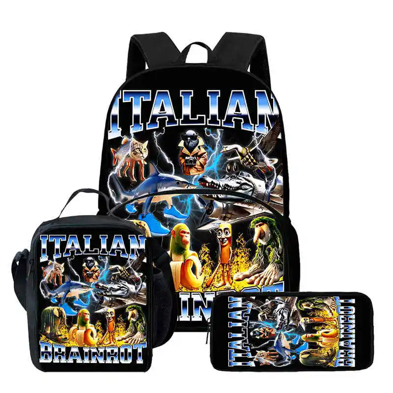 Set Zaino Scolastico 3 Pezzi - Zaino + Portapranzo + Astuccio (5-10 Anni)