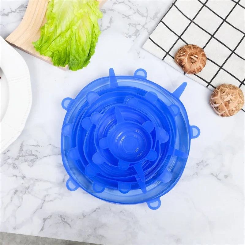 Coperchi in Silicone Elastici - Per Frigo, Ciotole e Piatti (6 Pezzi)