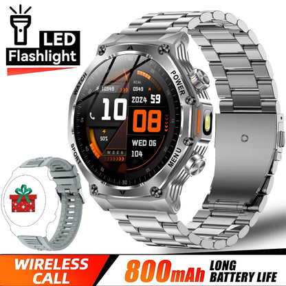 Smartwatch Sportivo Outdoor 2026 | Batteria 800mAh, Schermo AMOLED 1.8", Torcia LED, Bluetooth 5.3, GPS, Impermeabile