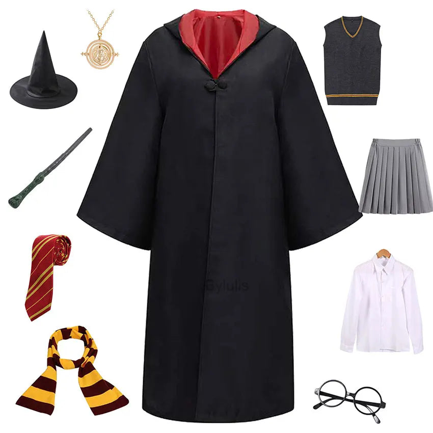🧙‍♀️ Costume da Mago per Donne e Ragazze - Mantello e Toga Stile Scuola di Magia, Per Halloween e Cosplay!