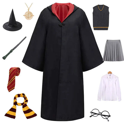 🧙‍♀️ Costume da Mago per Donne e Ragazze - Mantello e Toga Stile Scuola di Magia, Per Halloween e Cosplay!