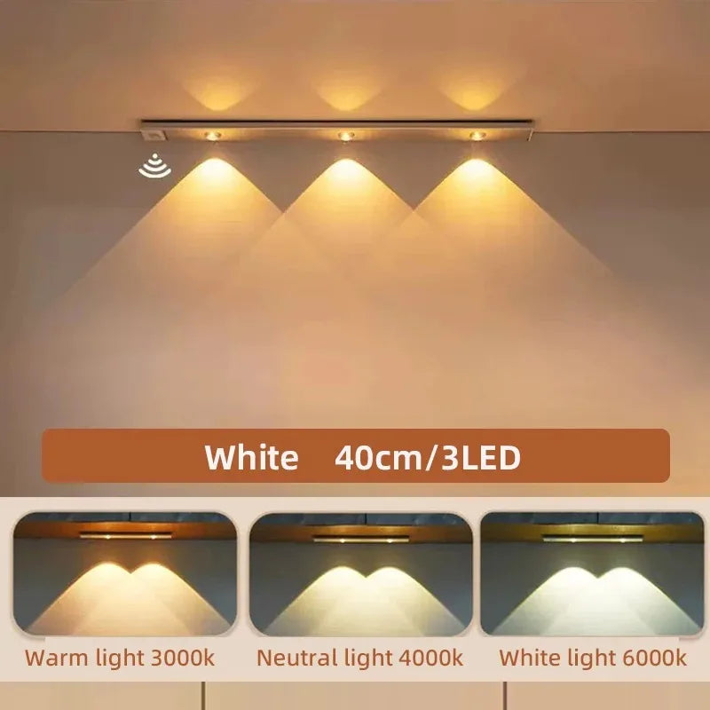 Luci LED Ultra Sottili Sotto Armadio | Sensore Movimento , 3 Colori Dimmerabili | per Cucina, Camera, Guardaroba