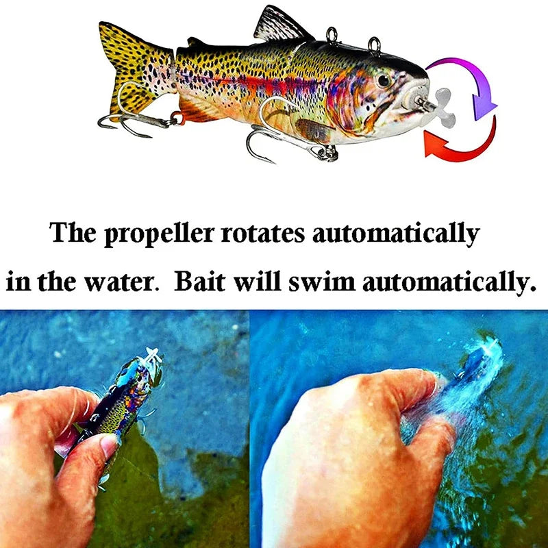 Esca Viva Automatica 4 Segmenti | Pesce Robot Swimbait Elettrico USB Ricaricabile