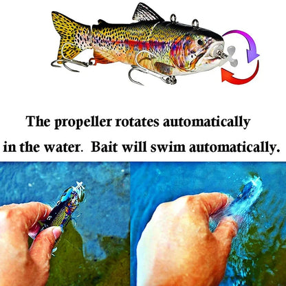 Esca Viva Automatica 4 Segmenti | Pesce Robot Swimbait Elettrico USB Ricaricabile