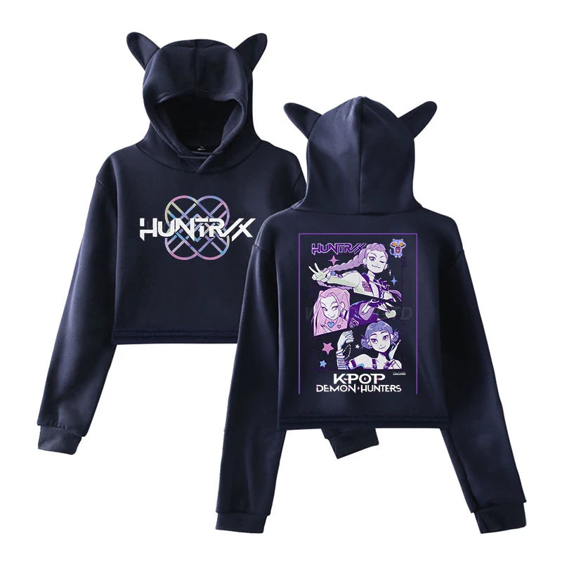 😻 Felpa KPop Demon Hunters con Orecchie da Gatto - Crop Top Manica Lunga, Stile Harajuku!
Perfetta per fan del KPop e streetwear. Unisex, trendy e comoda. 🎶🔥