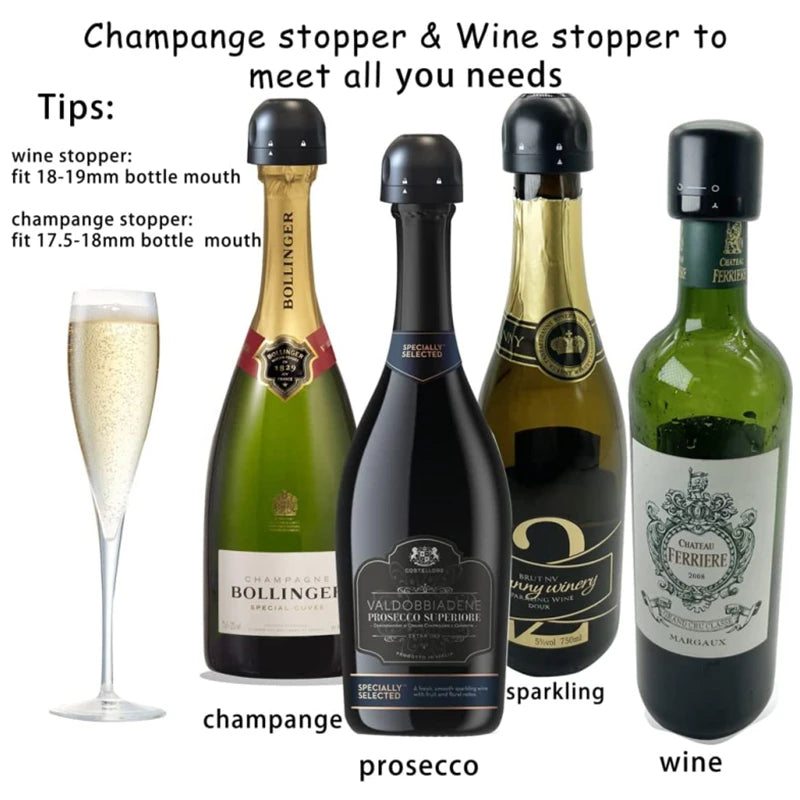 🍷Tappi Sottovuoto per Vino & Champagne – Mantieni la Freschezza con Stile