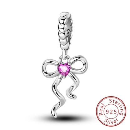 Ciondoli Argento 925 - Fiocco, Bottiglietta Profumo Rosa, Charm Femminili per Bracciali Fai-Da-TeDolci e raffinati, perfetti per creare gioielli unici. Regalo ideale per donne e ragazze!