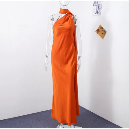 ABITO LUNGO ELEGANTE DONNA – Stile Senza Spalle con Schiena Nuda, Perfetto per l’Estate 2025!