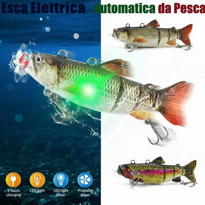 Esca Viva Automatica 4 Segmenti | Pesce Robot Swimbait Elettrico USB Ricaricabile