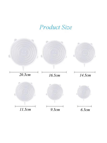 Coperchi in Silicone Elastici - Per Frigo, Ciotole e Piatti (6 Pezzi)
