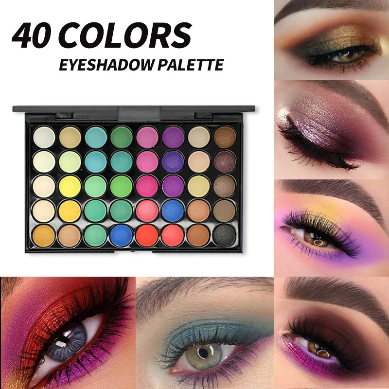 Palette Ombretti 40 Colori - Opachi & Lucidi, Terre Naturali - Trucco  a Lunga Durata, Antisbavature