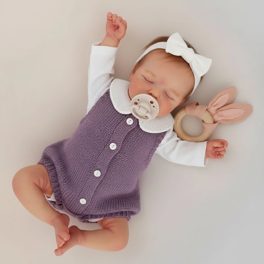 Bambola Reborn Rosalie - 46 cm Fatta a Mano, Pelle Realistica con Vene Visibili, Capelli Radicati, Addormentata - Regalo Perfetto