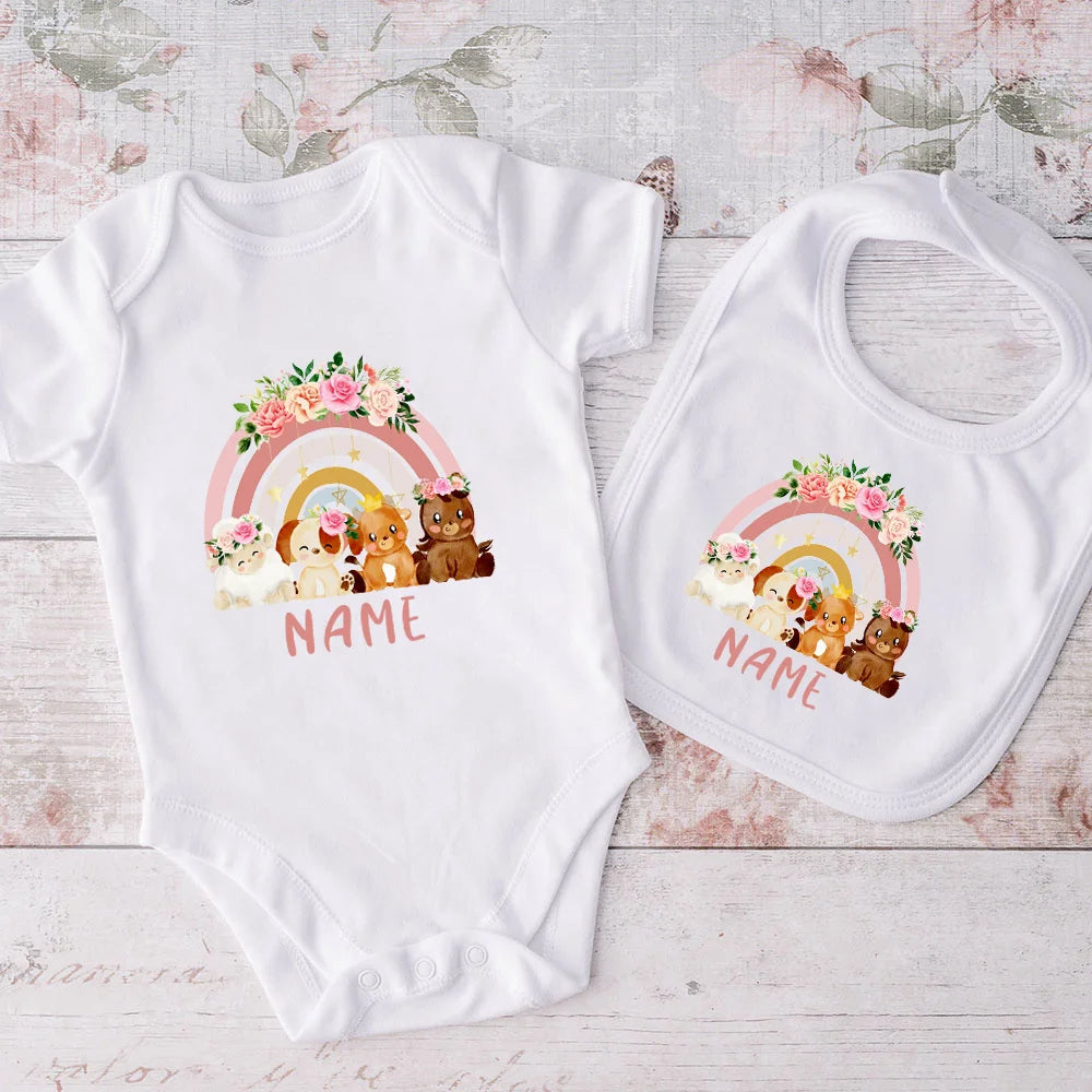 Set Bavaglino e Body Personalizzati con Nome Regalo Per Neonati