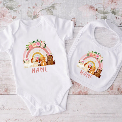 Set Bavaglino e Body Personalizzati con Nome Regalo Per Neonati