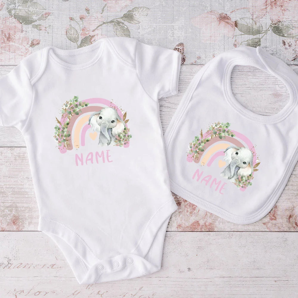 Set Bavaglino e Body Personalizzati con Nome Regalo Per Neonati