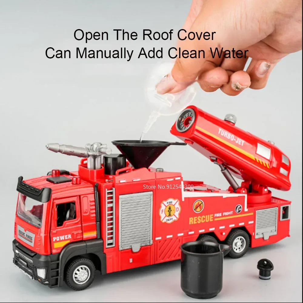🚒 Camion dei Pompieri Giocattolo 1:32 con Luci, Suoni e Acqua Reale - Regalo Perfetto per Piccoli Eroi!