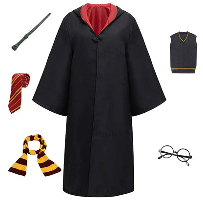 🧙‍♀️ Costume da Mago per Donne e Ragazze - Mantello e Toga Stile Scuola di Magia, Per Halloween e Cosplay!