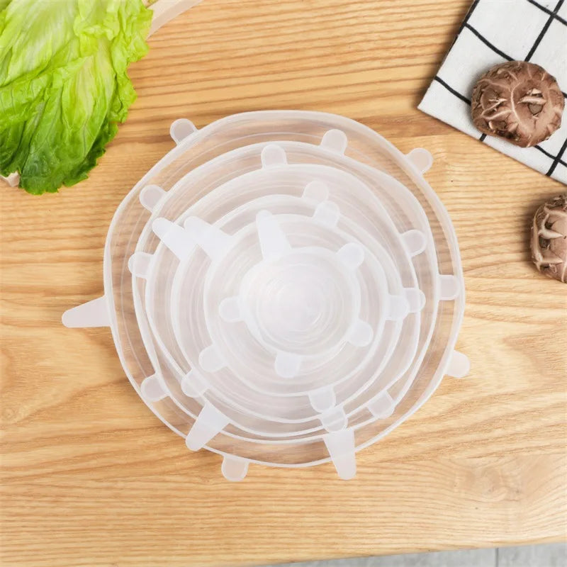 Coperchi in Silicone Elastici - Per Frigo, Ciotole e Piatti (6 Pezzi)