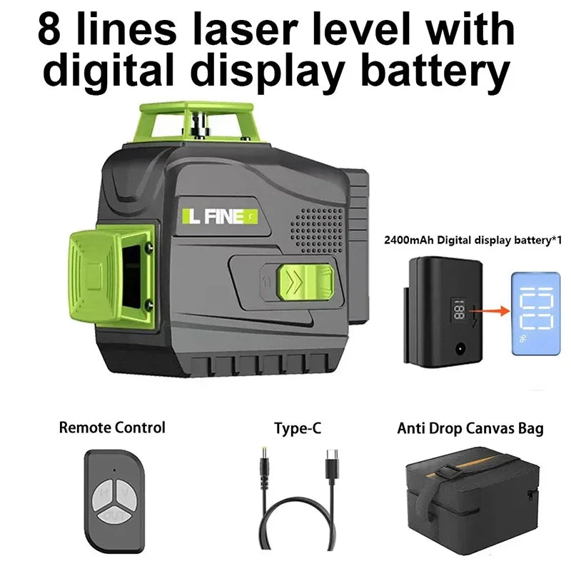 Livello Laser Professionale 16 Linee - 360° Autolivellante + Telecomando