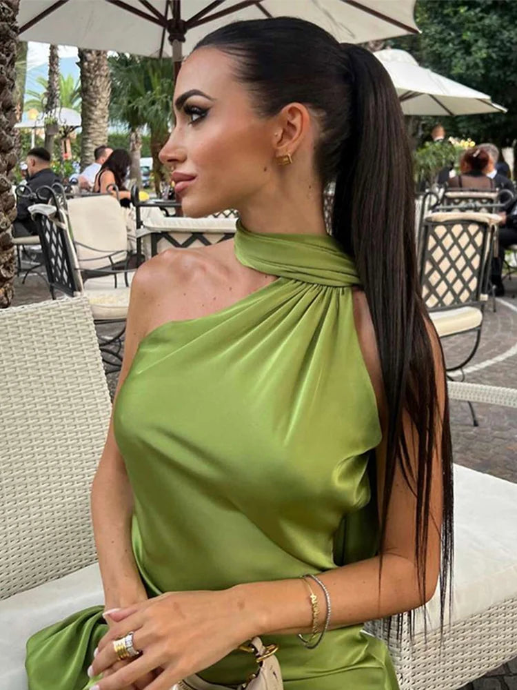 ABITO LUNGO ELEGANTE DONNA – Stile Senza Spalle con Schiena Nuda, Perfetto per l’Estate 2025!