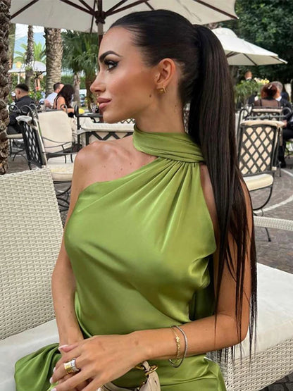 ABITO LUNGO ELEGANTE DONNA – Stile Senza Spalle con Schiena Nuda, Perfetto per l’Estate 2025!