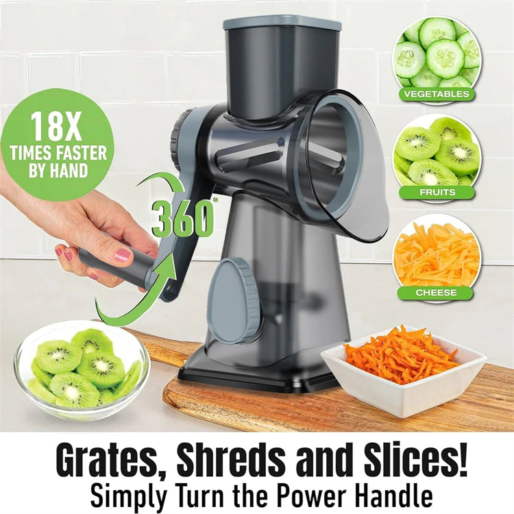 Grattugia 3 in 1  - Affetta Verdure, Noci, Formaggio - Trituratore Manuale