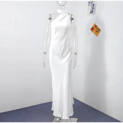 ABITO LUNGO ELEGANTE DONNA – Stile Senza Spalle con Schiena Nuda, Perfetto per l’Estate 2025!
