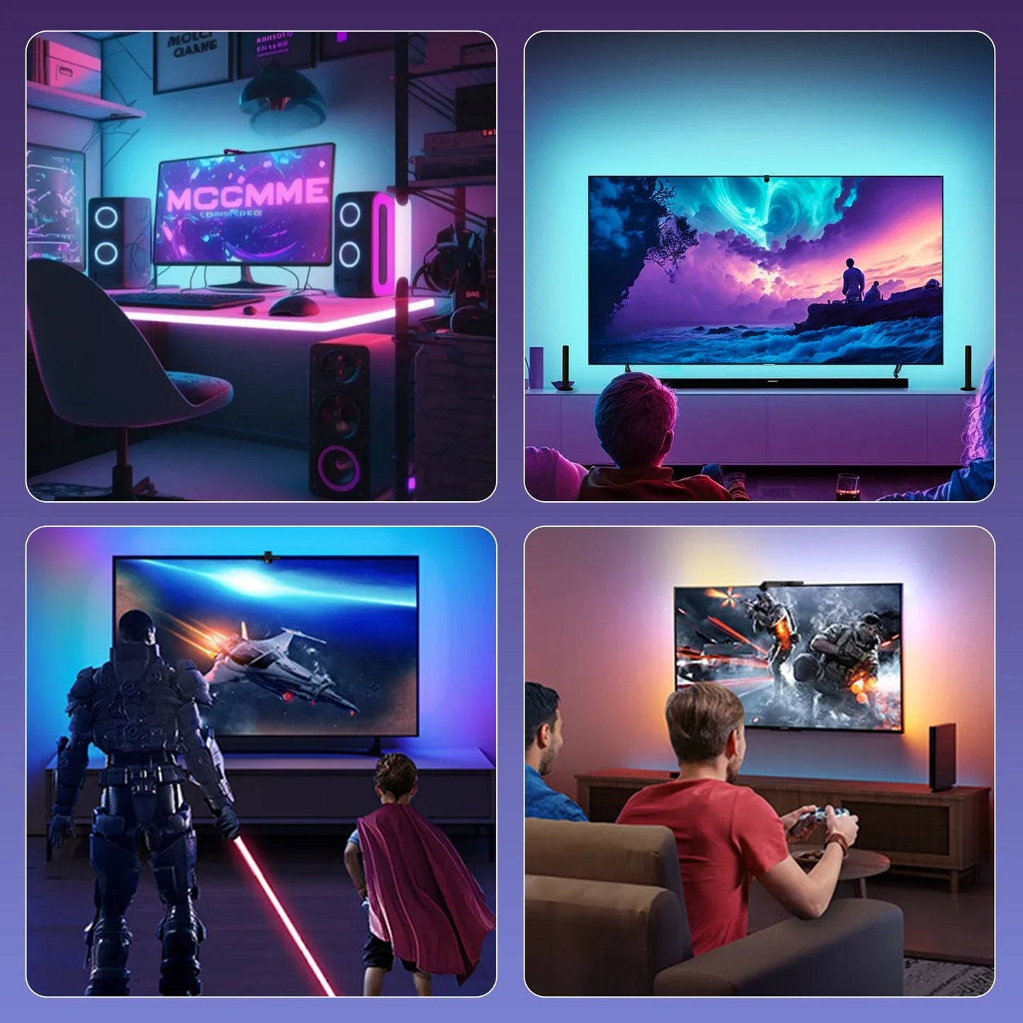 Luce Ambiente Sincronizzazione TV/Schermo, APP Control, Effetti Musicali