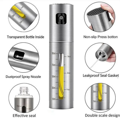 Spray per Olio in Acciaio Inox 304 - Bottiglia per Olio, Aceto e Condimenti