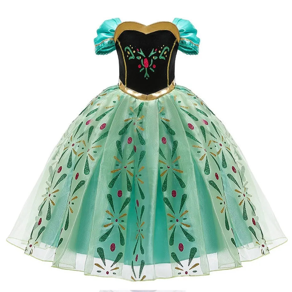Abito Principessa per Bambine - Costume Elsa, Anna, Jasmine, Rapunzel per Feste e Carnevale