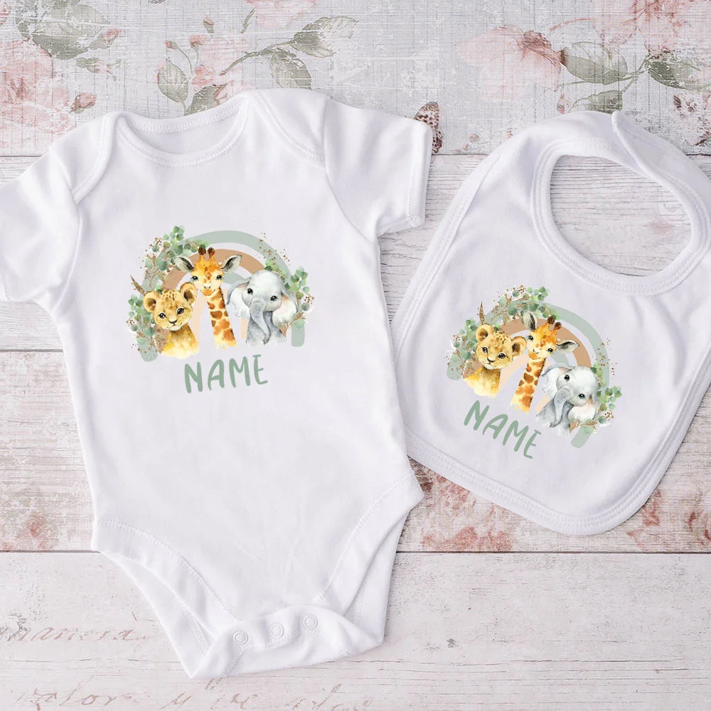 Set Bavaglino e Body Personalizzati con Nome Regalo Per Neonati