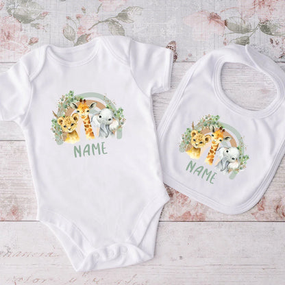 Set Bavaglino e Body Personalizzati con Nome Regalo Per Neonati