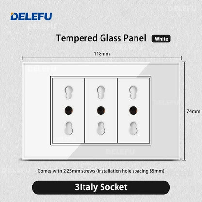 ⚡ Presa Muro Smart DELEFU - Vetro Temperato Bianco, USB Type-C, Ricarica Rapida 20W, Compatibile con Schuko Italia