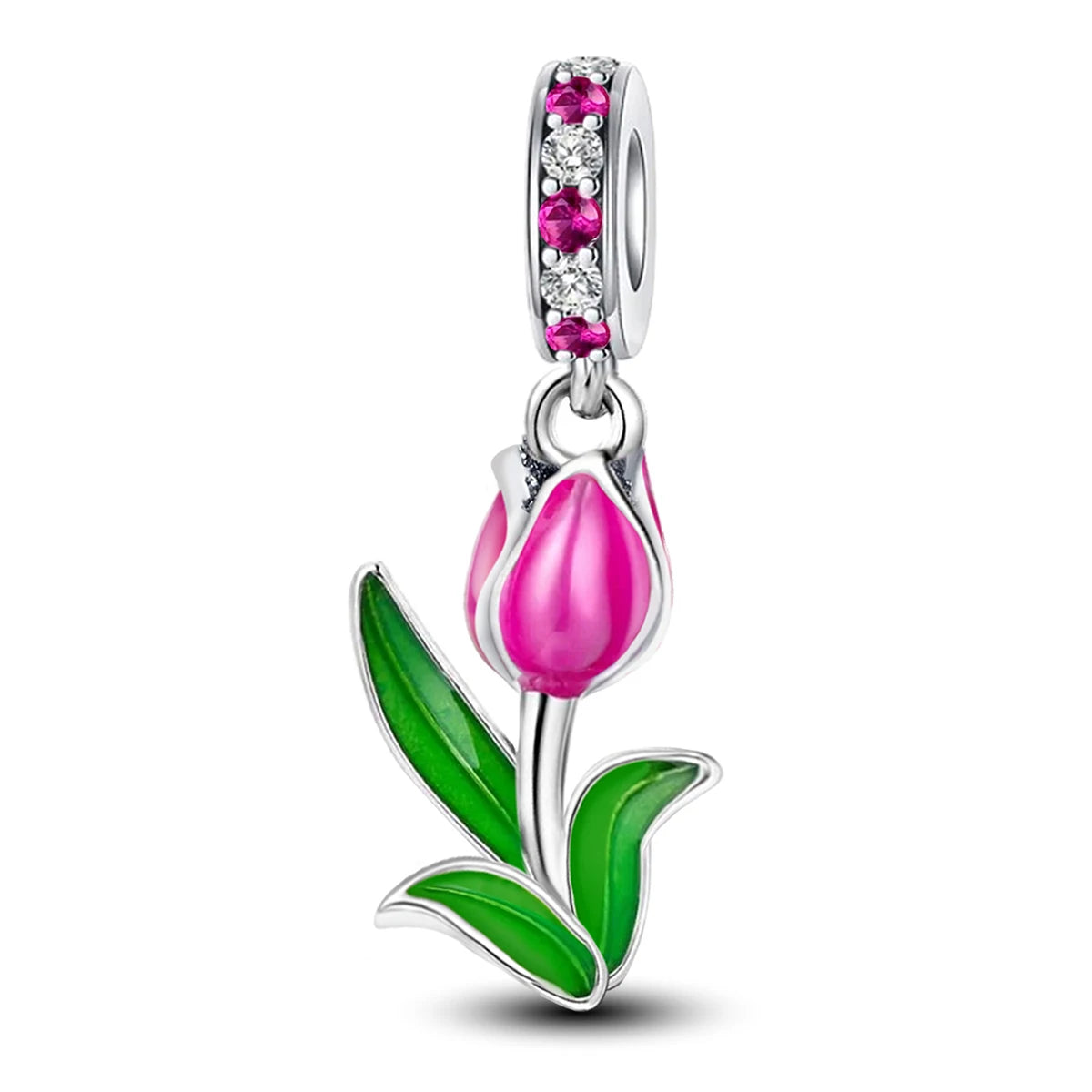 Perline Bracciale Argento 925 Sterling - Collezione Fiori Girasole e Rosa con Zirconi