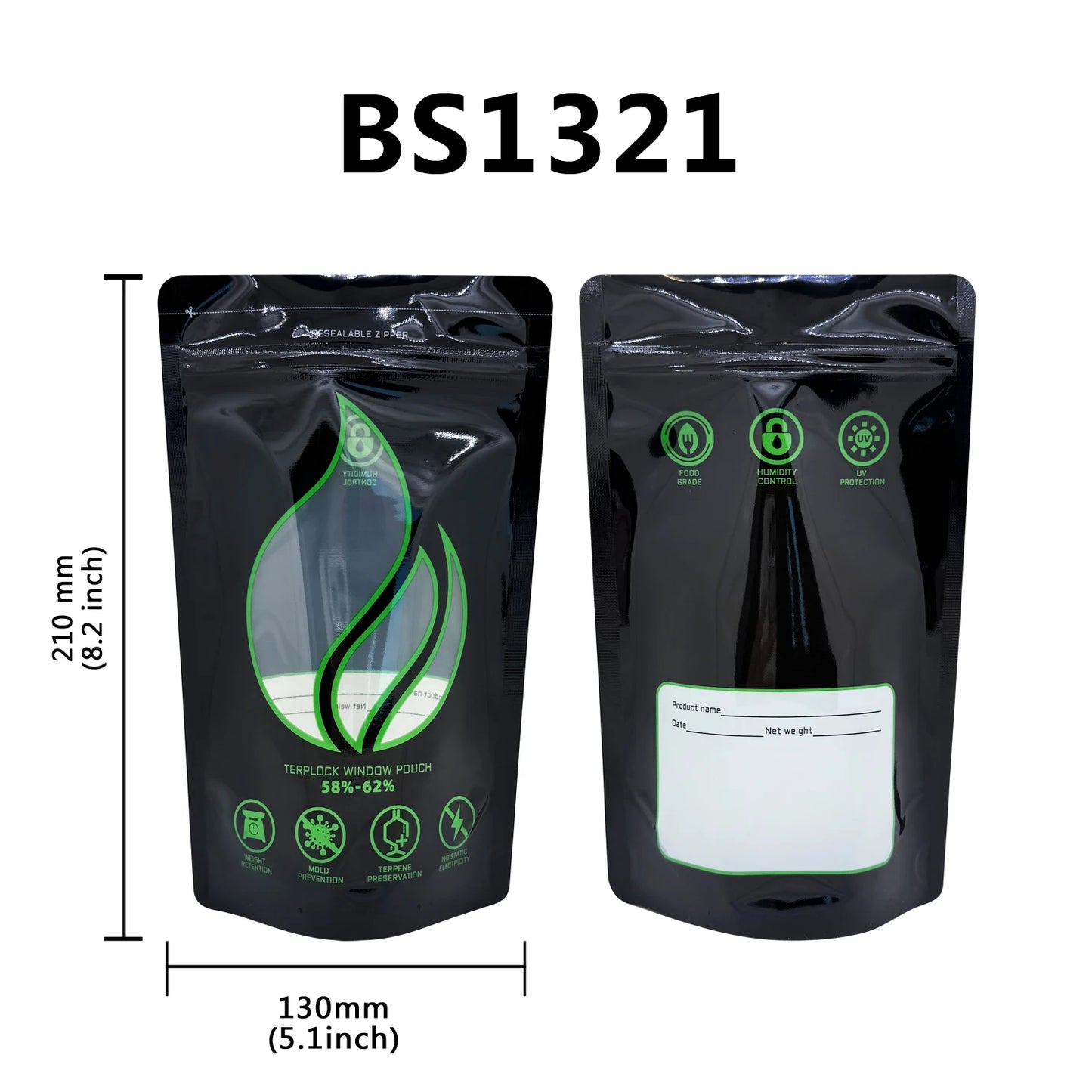 Sacchetti Terp-Control Mylar | Sigillabili a Caldo | 1/8Oz - 2Lb | 58-62% RH